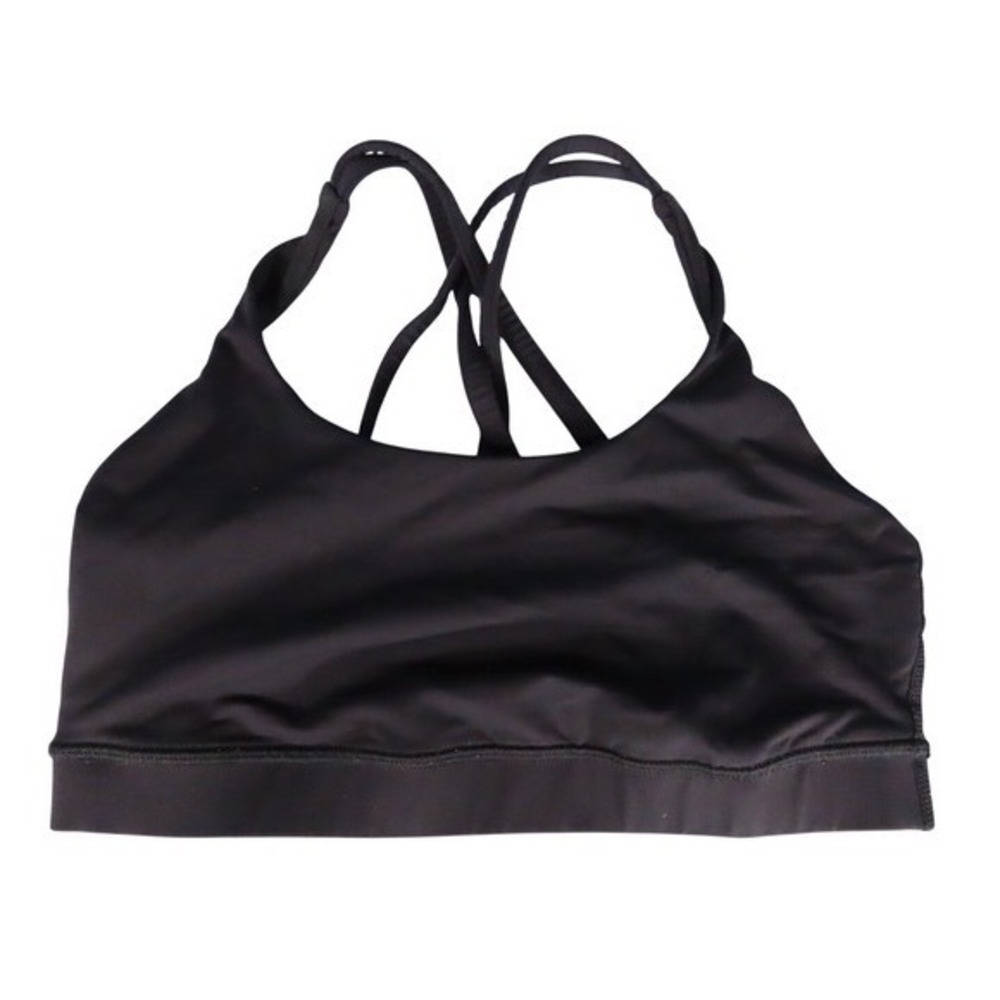 LULULEMON Black Energy SPORTS BRA Double Crossback Strap NO BRA PADS sz 6